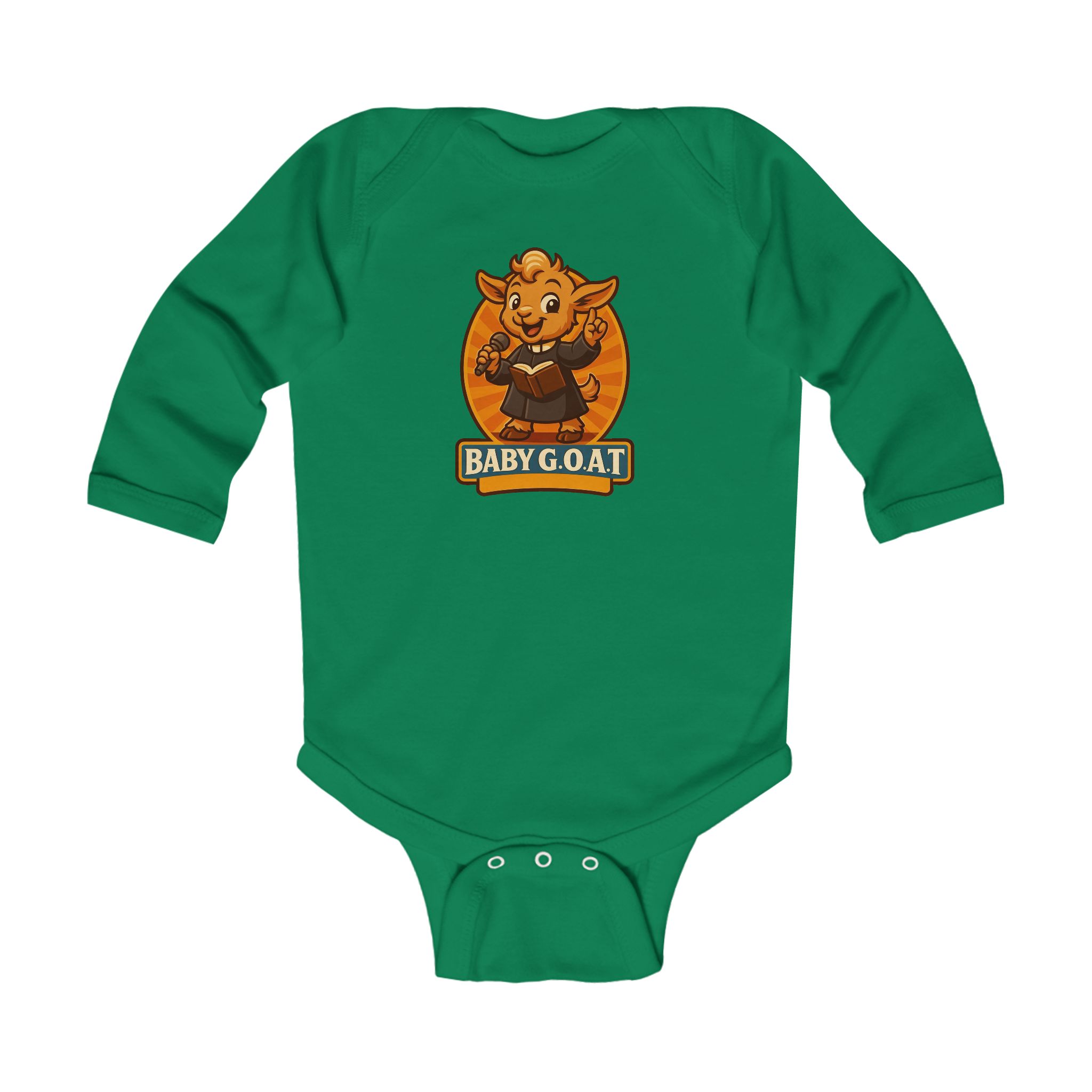 Theo The Storyteller  Baby G.O.A.T. Infant Long Sleeve Bodysuit - Cute Goat Graphic Onesie