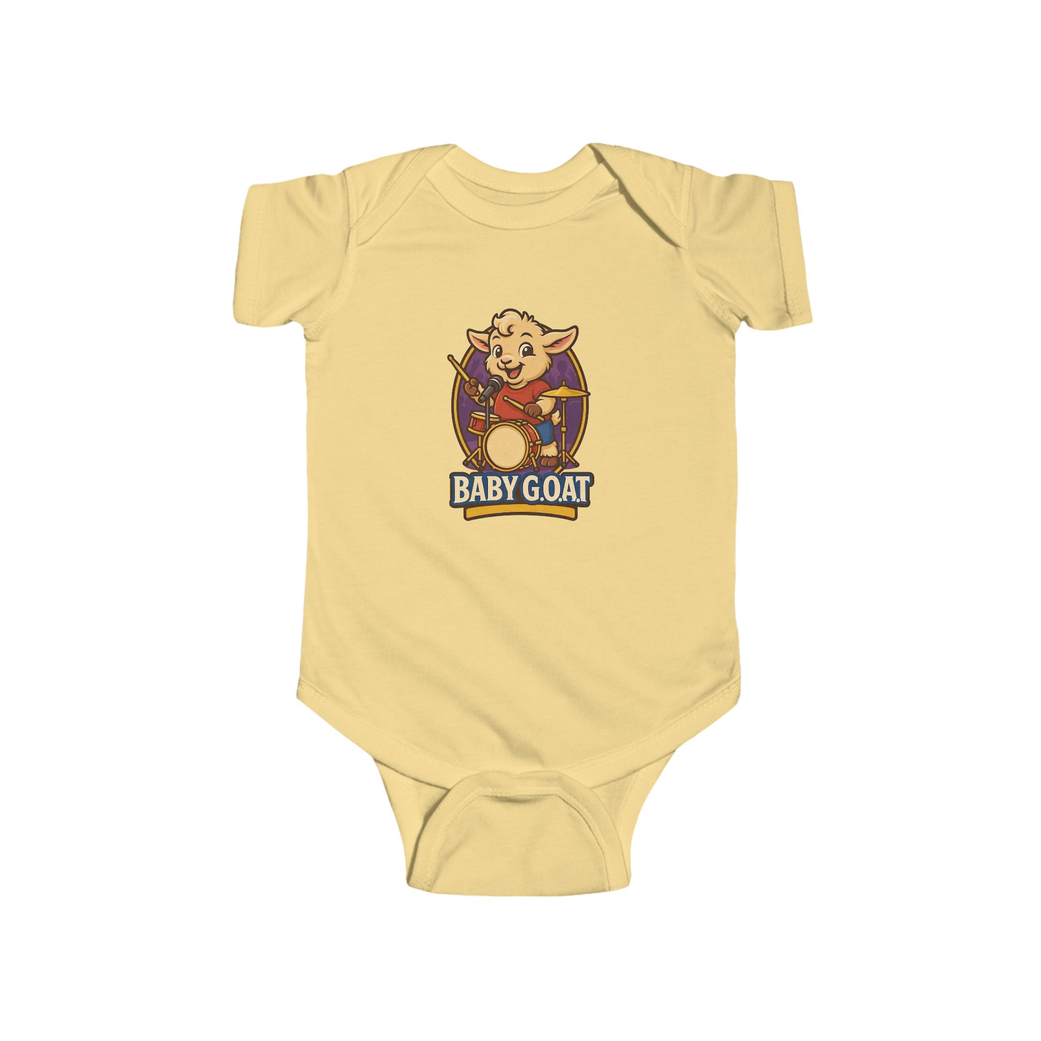Rocky The Drummer Baby Goat Infant Bodysuit – Cute Goat Graphic "Baby Goat" Onesie for Newborns