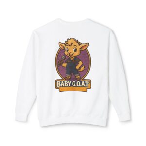 Ollie The Fix-It Goat Baby G.O.A.T. Crewneck Sweatshirt — Cute Cartoon Goat Graphic
