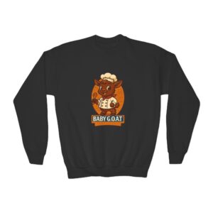 Charlie The Chef Baby G.O.A.T. Youth Crewneck Sweatshirt — Cute Baby Goat Graphic for Kids