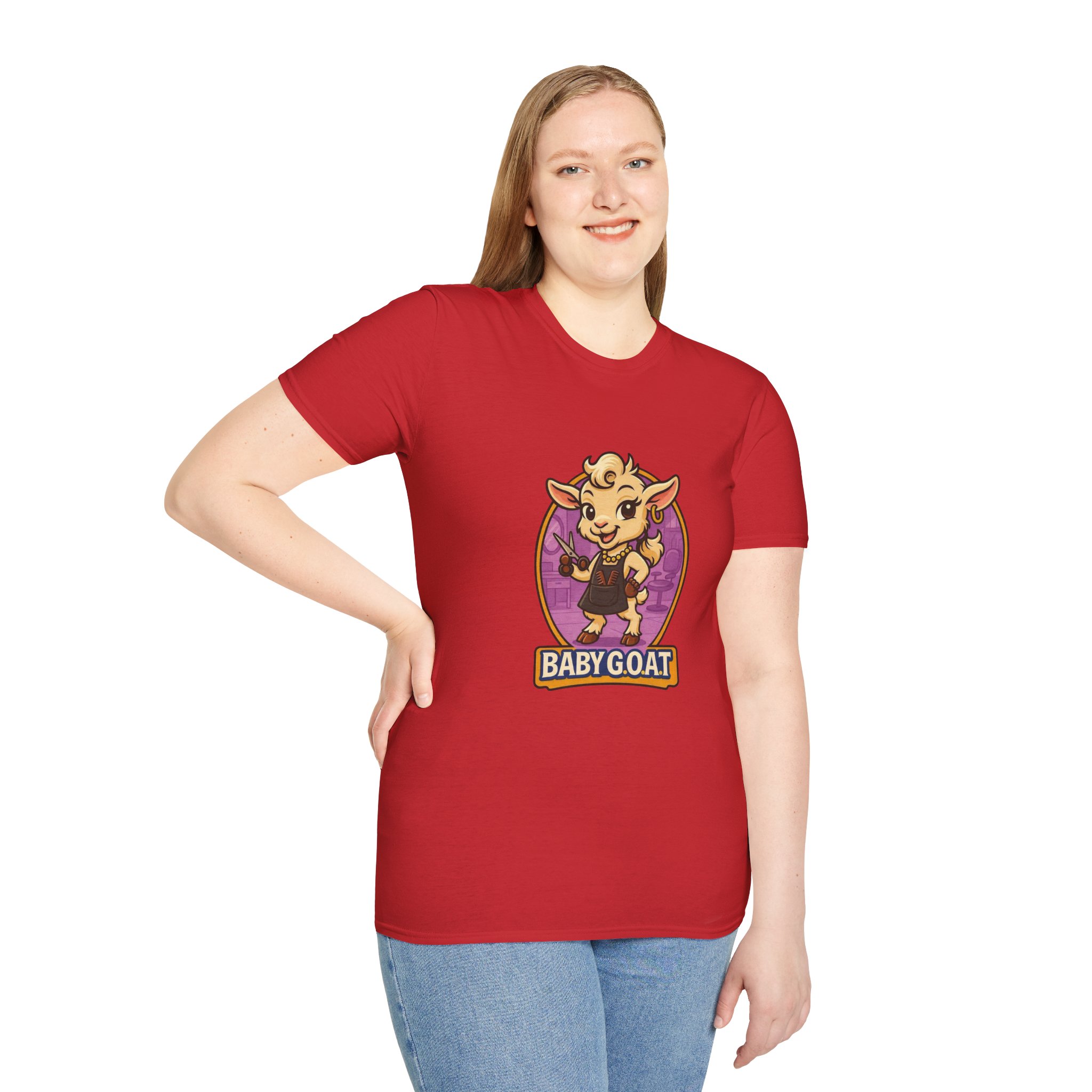 Joy The Stylist Baby Goat Graphic T-Shirt — Cute Cartoon Kid Goat "BABYGOAT" Tee