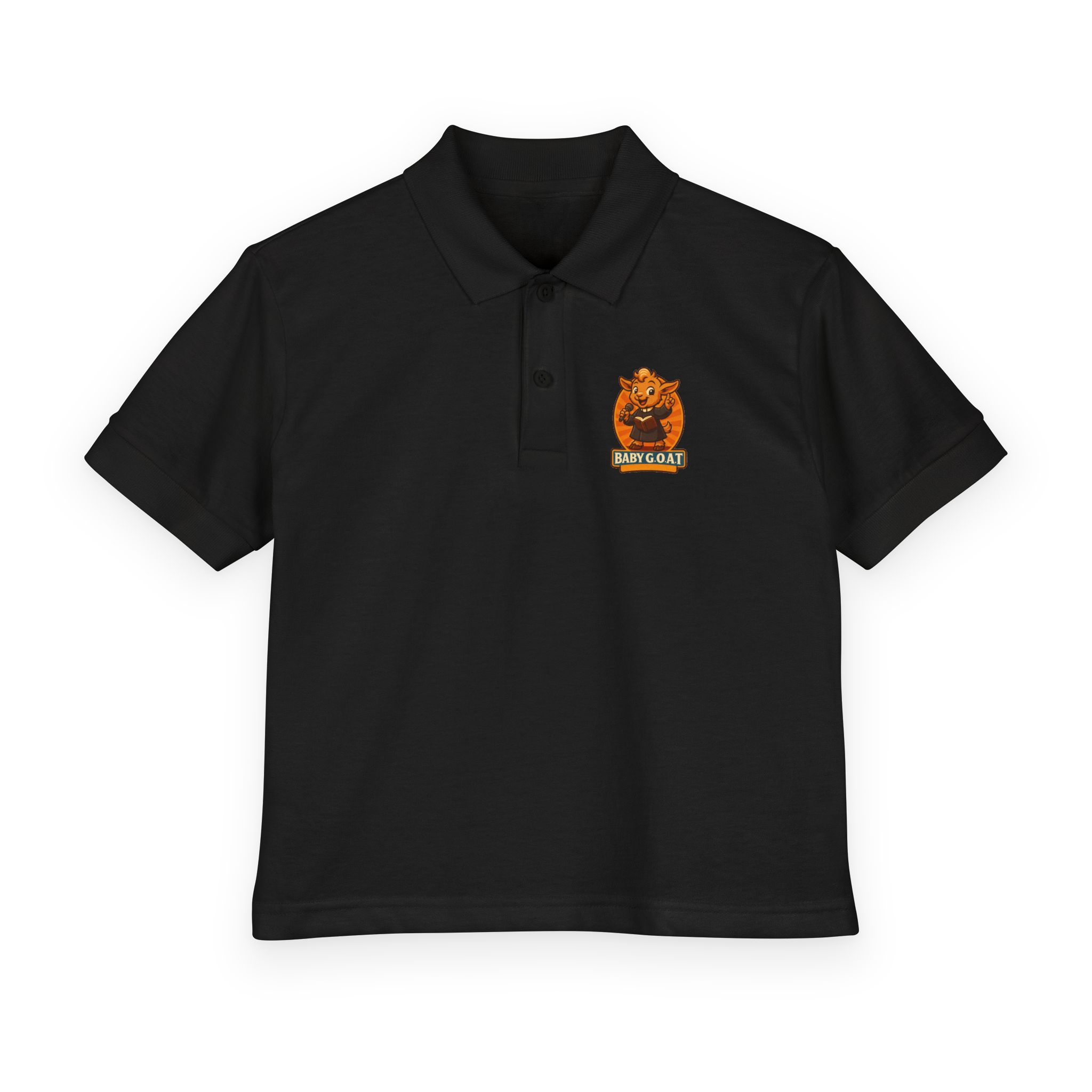 Theo The Storyteller Youth Polo — Orange Wildcat Mascot 'Panther' Sports Logo
