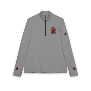 Embroidered Quarter-Zip Pullover — Colorful Pixel Heart Crest
